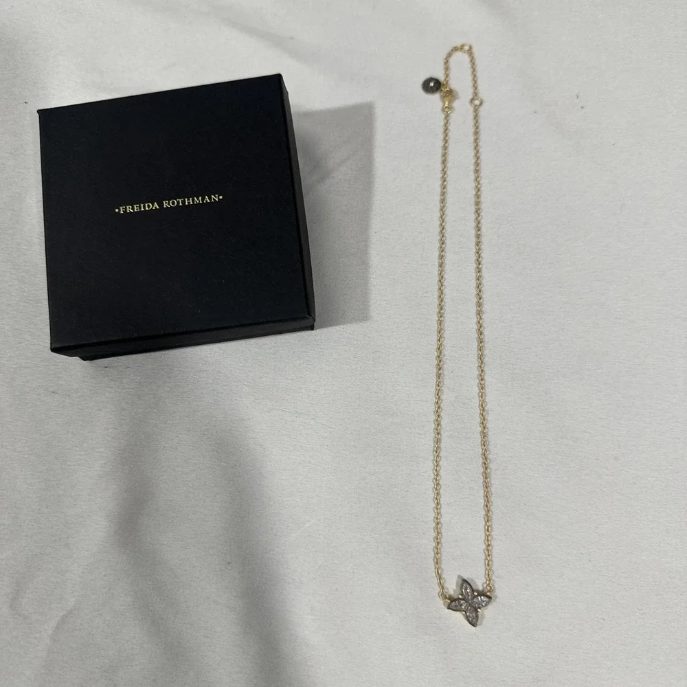NEW $195 Freida Rothman Fleur Bloom Petal‎ Pendant Sterling Silver Necklace